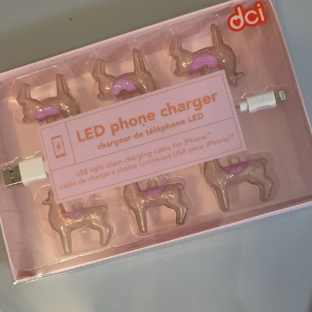 DCI Pink LED Phone Charger with Lama Design